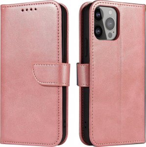 Hurtel Etui portfel z klapką podstawką do iPhone 15 Magnet Case - różowe 1