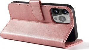 Hurtel Etui portfel z klapką podstawką do iPhone 15 Magnet Case - różowe 3