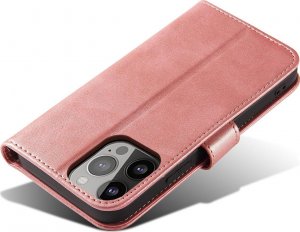 Hurtel Etui portfel z klapką podstawką do iPhone 15 Magnet Case - różowe 5