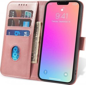 Hurtel Etui portfel z klapką podstawką do iPhone 15 Magnet Case - różowe 7