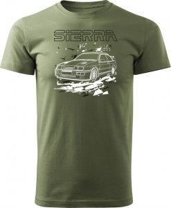 Topslang Koszulka z samochodem Ford Sierra RS 500 z Fordem Sierra RS 500 cosworth męska khaki L 1