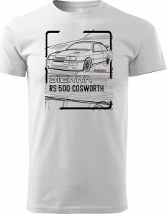 Topslang Koszulka z samochodem Ford Sierra RS 500 z Fordem Sierra RS 500 cosworth męska biała XL 1