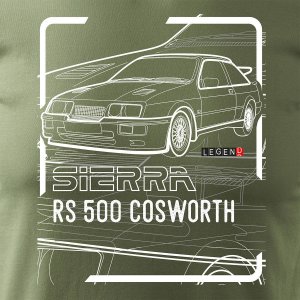 Topslang Koszulka z samochodem Ford Sierra RS 500 z Fordem Sierra RS 500 cosworth męska khaki L 2