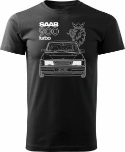 Topslang Koszulka z samochodem SAAB 900 Turbo saab krokodyl męska czarna XL 1
