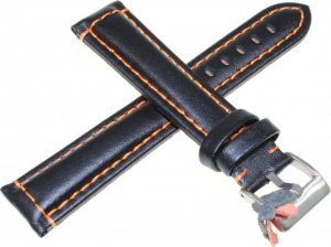Diloy Skórzany pasek do zegarka 20 mm 393.20.56 czarny pomarańczowy 3