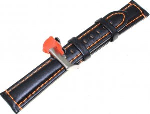 Diloy Skórzany pasek do zegarka 20 mm 393.20.56 czarny pomarańczowy 4
