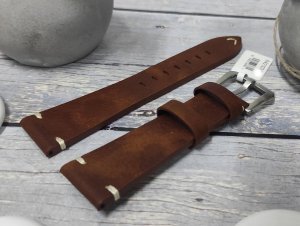 JVD Skórzany pasek do zegarka 24 mm R42103-24 brązowy 2