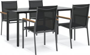 vidaXL 5-cz. zestaw mebli do ogrodu, czarny, textilene i stal 2