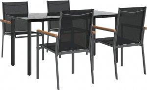 vidaXL 5-cz. zestaw mebli do ogrodu, czarny, textilene i stal 3