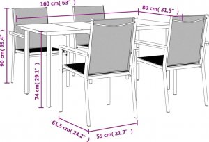 vidaXL 5-cz. zestaw mebli do ogrodu, czarny, textilene i stal 9