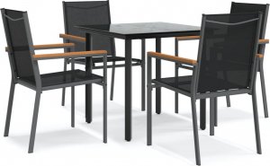 vidaXL 5-cz. zestaw mebli do ogrodu, czarny, textilene i stal 2