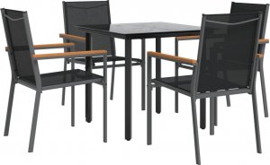 vidaXL 5-cz. zestaw mebli do ogrodu, czarny, textilene i stal 3