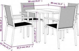 vidaXL 5-cz. zestaw mebli do ogrodu, czarny, textilene i stal 9