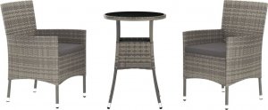 vidaXL 3-cz. zestaw mebli ogrodowych z poduszkami, szary, polirattan 2