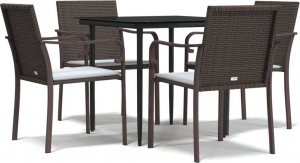 vidaXL 5-cz. zestaw mebli ogrodowych z poduszkami, polirattan i stal 2
