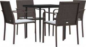 vidaXL 5-cz. zestaw mebli ogrodowych z poduszkami, polirattan i stal 3