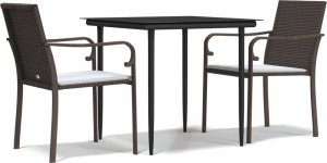 vidaXL 3-cz. zestaw mebli ogrodowych z poduszkami, polirattan i stal 2