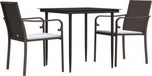 vidaXL 3-cz. zestaw mebli ogrodowych z poduszkami, polirattan i stal 3