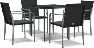 vidaXL 5-cz. zestaw mebli ogrodowych z poduszkami, polirattan i stal 2