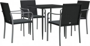 vidaXL 5-cz. zestaw mebli ogrodowych z poduszkami, polirattan i stal 3