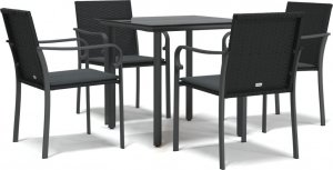 vidaXL 5-cz. zestaw mebli ogrodowych z poduszkami, polirattan i stal 2