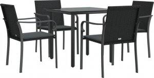 vidaXL 5-cz. zestaw mebli ogrodowych z poduszkami, polirattan i stal 3
