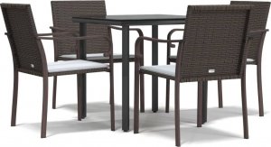 vidaXL 5-cz. zestaw mebli ogrodowych z poduszkami, polirattan i stal 2