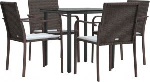 vidaXL 5-cz. zestaw mebli ogrodowych z poduszkami, polirattan i stal 3