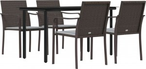 vidaXL 5-cz. zestaw mebli ogrodowych z poduszkami, polirattan i stal 3