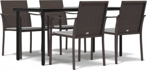vidaXL 5-cz. zestaw mebli ogrodowych z poduszkami, polirattan i stal 2