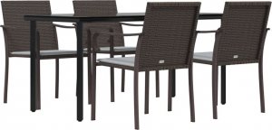 vidaXL 5-cz. zestaw mebli ogrodowych z poduszkami, polirattan i stal 3