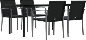 vidaXL 5-cz. zestaw mebli ogrodowych z poduszkami, polirattan i stal 3