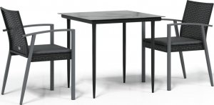 vidaXL 3-cz. zestaw mebli ogrodowych z poduszkami, polirattan i stal 2