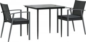 vidaXL 3-cz. zestaw mebli ogrodowych z poduszkami, polirattan i stal 3