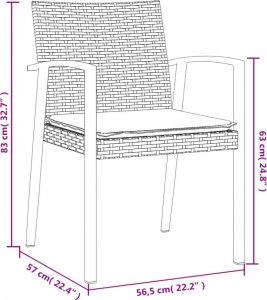vidaXL 3-cz. zestaw mebli ogrodowych z poduszkami, polirattan i stal 10