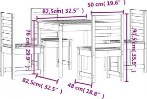 vidaXL 5-częściowy zestaw mebli ogrodowych, lite drewno sosnowe 8