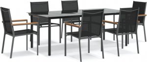 vidaXL 7-cz. zestaw mebli do ogrodu, czarny, textilene i stal 2