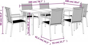vidaXL 7-cz. zestaw mebli do ogrodu, czarny, textilene i stal 9