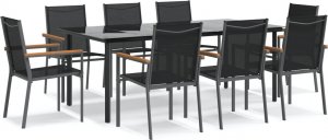 vidaXL 9-cz. zestaw mebli do ogrodu, czarny, textilene i stal 2
