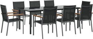 vidaXL 9-cz. zestaw mebli do ogrodu, czarny, textilene i stal 3