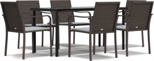 vidaXL 7-cz. zestaw mebli ogrodowych z poduszkami, polirattan i stal 2