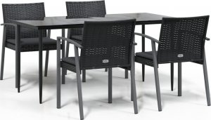 vidaXL 5-cz. zestaw mebli ogrodowych z poduszkami, polirattan i stal 2