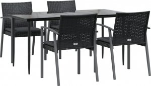 vidaXL 5-cz. zestaw mebli ogrodowych z poduszkami, polirattan i stal 3