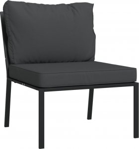 vidaXL Krzesła ogrodowe z szarymi poduszkami, 2 szt, 60x74x79 cm, stal 3