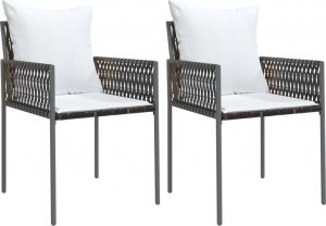 vidaXL Krzesła ogrodowe z poduszkami, 2 szt., brązowe, 54x61x83 cm 2