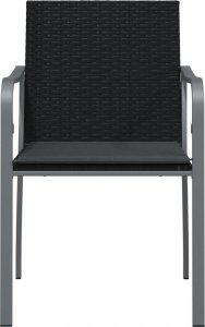 vidaXL Krzesła ogrodowe z poduszkami, 6 szt., czarne, 56x59x84 cm 4