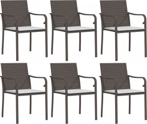 vidaXL Krzesła ogrodowe z poduszkami, 6 szt., brązowe, 56x59x84 cm 2