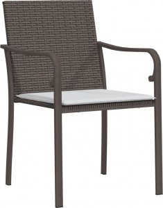 vidaXL Krzesła ogrodowe z poduszkami, 6 szt., brązowe, 56x59x84 cm 3