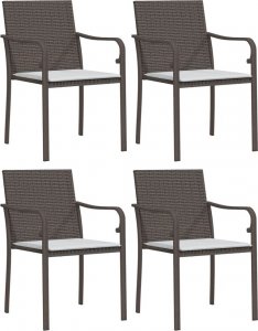 vidaXL Krzesła ogrodowe z poduszkami, 4 szt., brązowe, 56x59x84 cm 2
