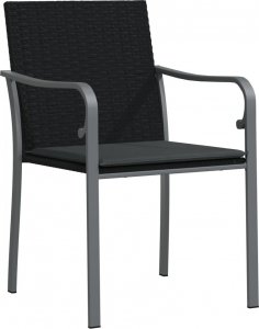 vidaXL Krzesła ogrodowe z poduszkami, 4 szt., czarne, 56x59x84 cm 3